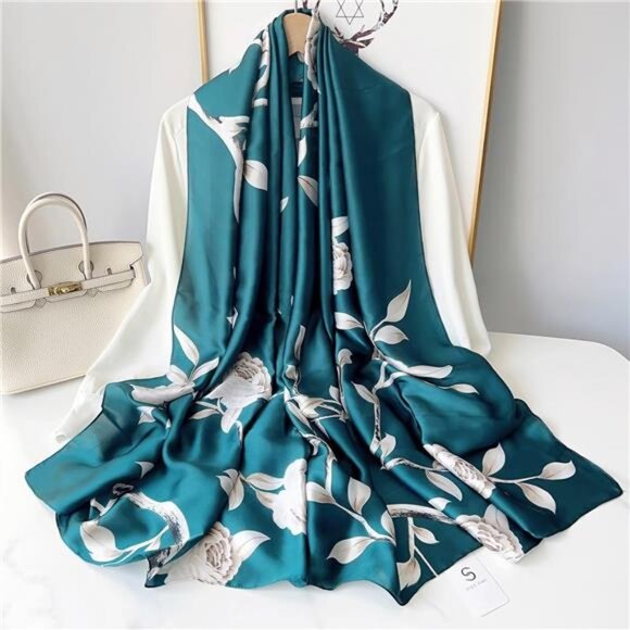 100% Large Silk Feeling Scarf -Women's Fashion Long Satin Neck Scarf - Picture 3 of 7